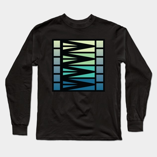 “Dimensional Waves” - V.3 Blue/Green - (Geometric Art) (Dimensions) - Doc Labs Long Sleeve T-Shirt by Doc Labs